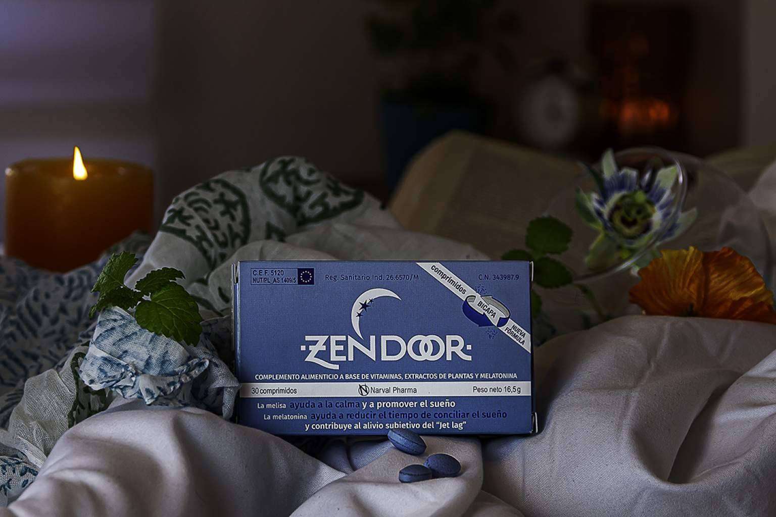 Conciliar el sueño con el nuevo complemento alimenticio natural Zendoor con Melatonina y Melisa que ha lanzado Narval Pharma