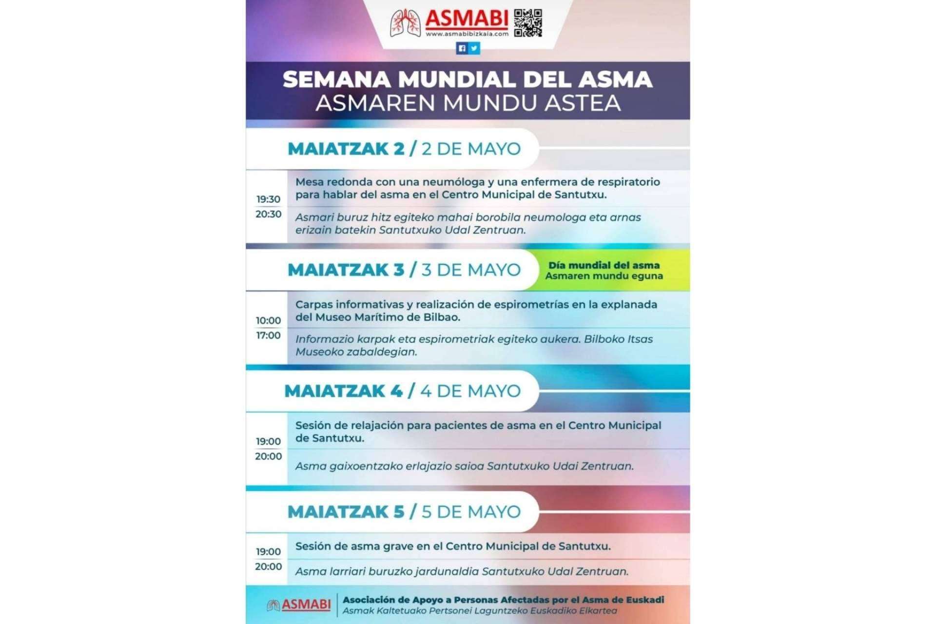 Día Mundial del Asma, ASMABI organizará diversos eventos en Bilbao durante toda una semana para conmemorar este día