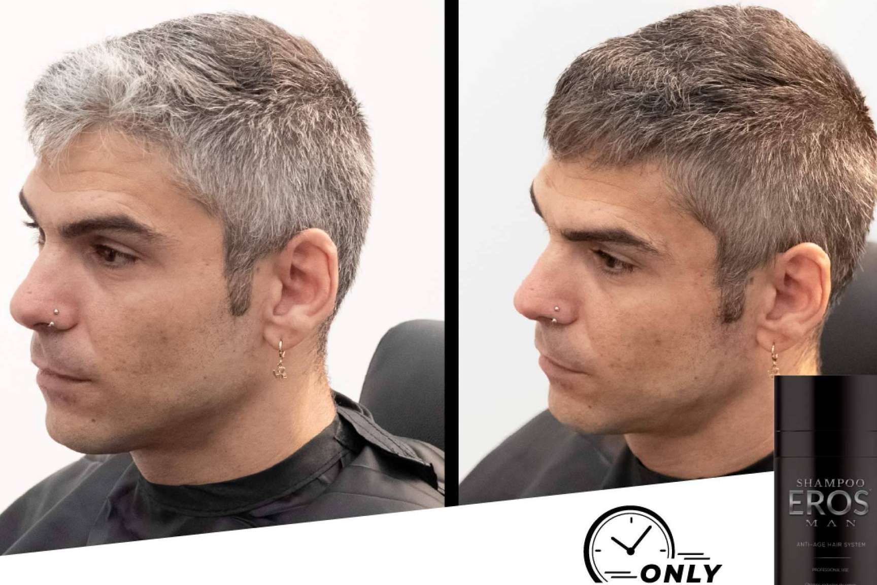 Shampoo Eros Man, el champú cubre canas de Milano Cosmetics que destaca por su gran efecto natural