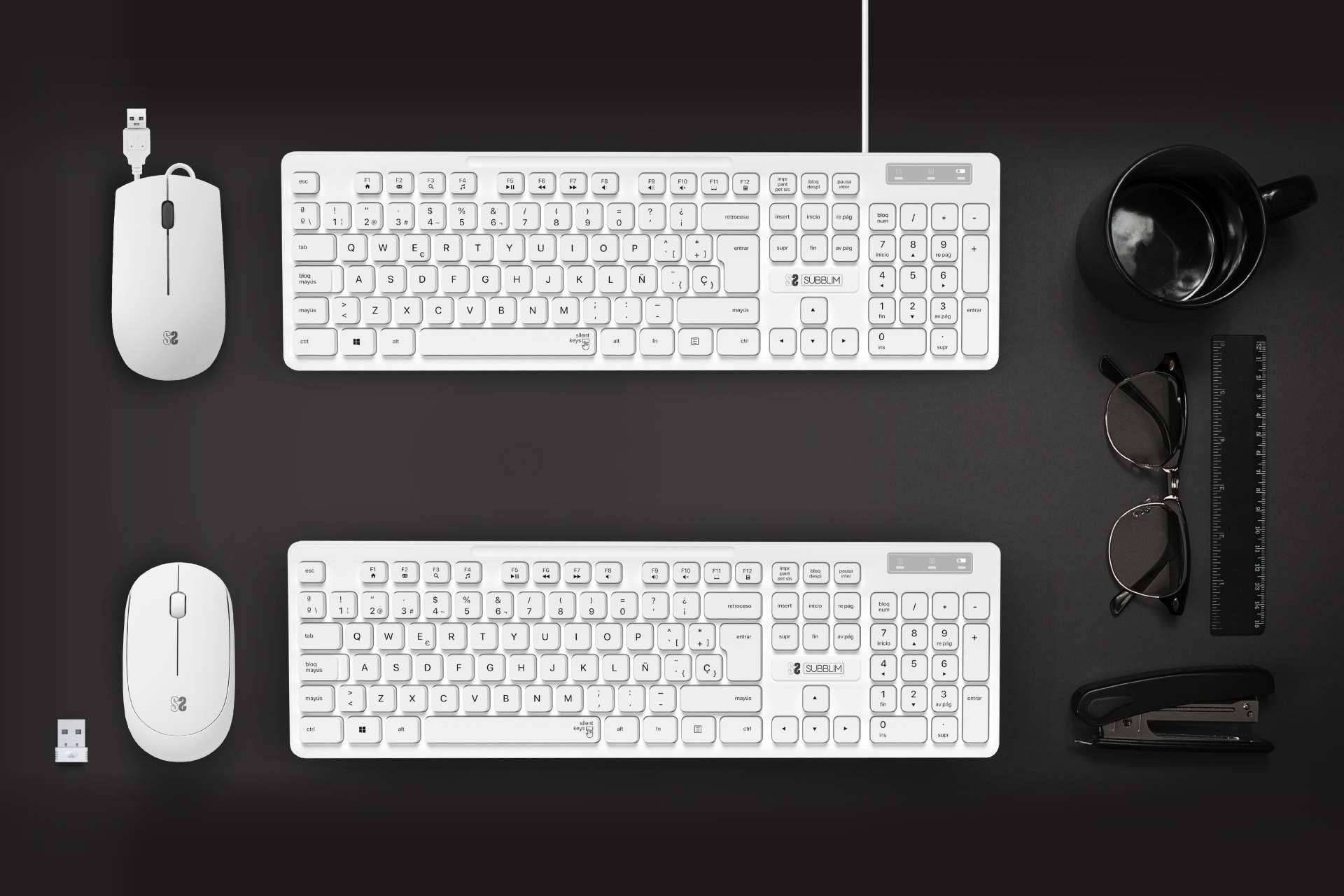SUBBLIM amplía la Gama Business con teclados y ratones en color blanco. Teclados y ratones de oficina para mejorar el entorno de trabajo