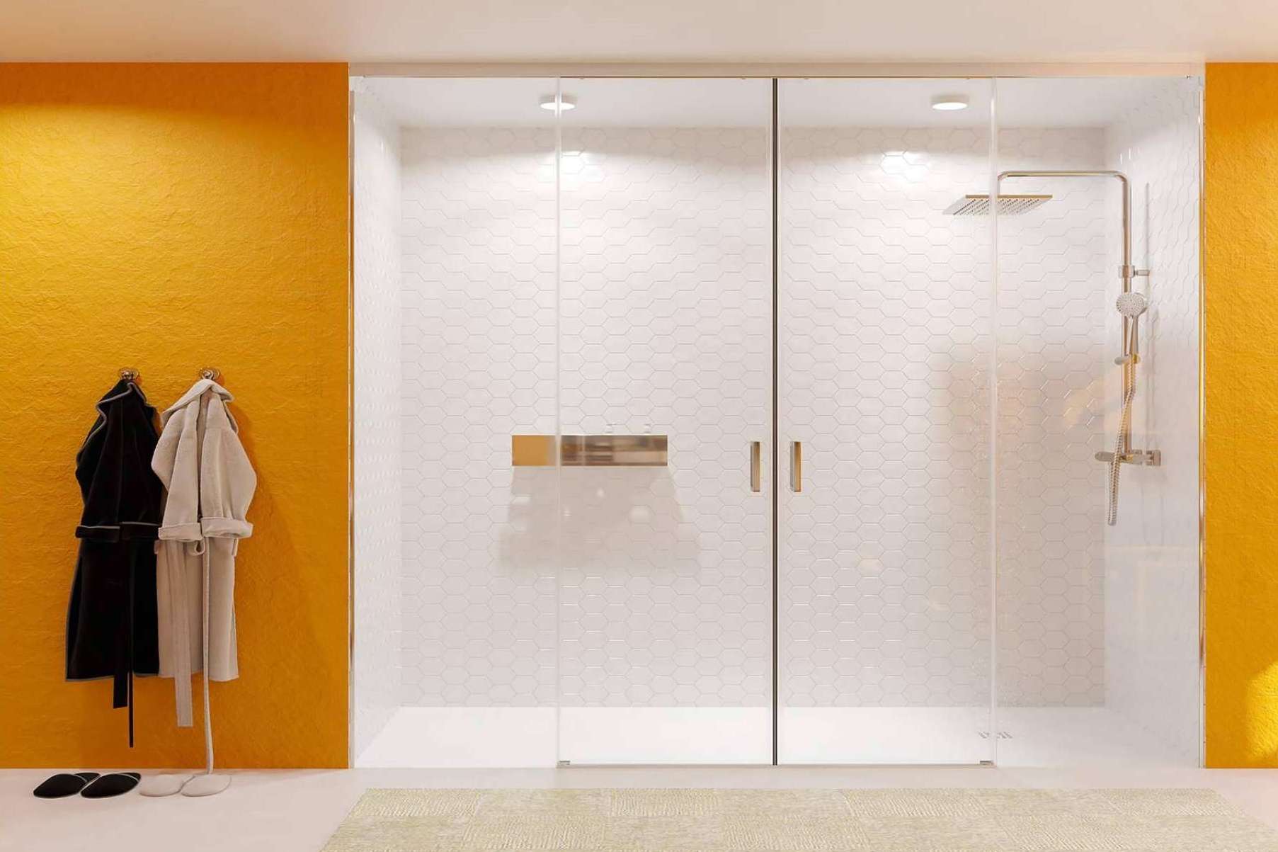 Lujosas y elegantes, las mamparas de ducha a techo que son tendencia