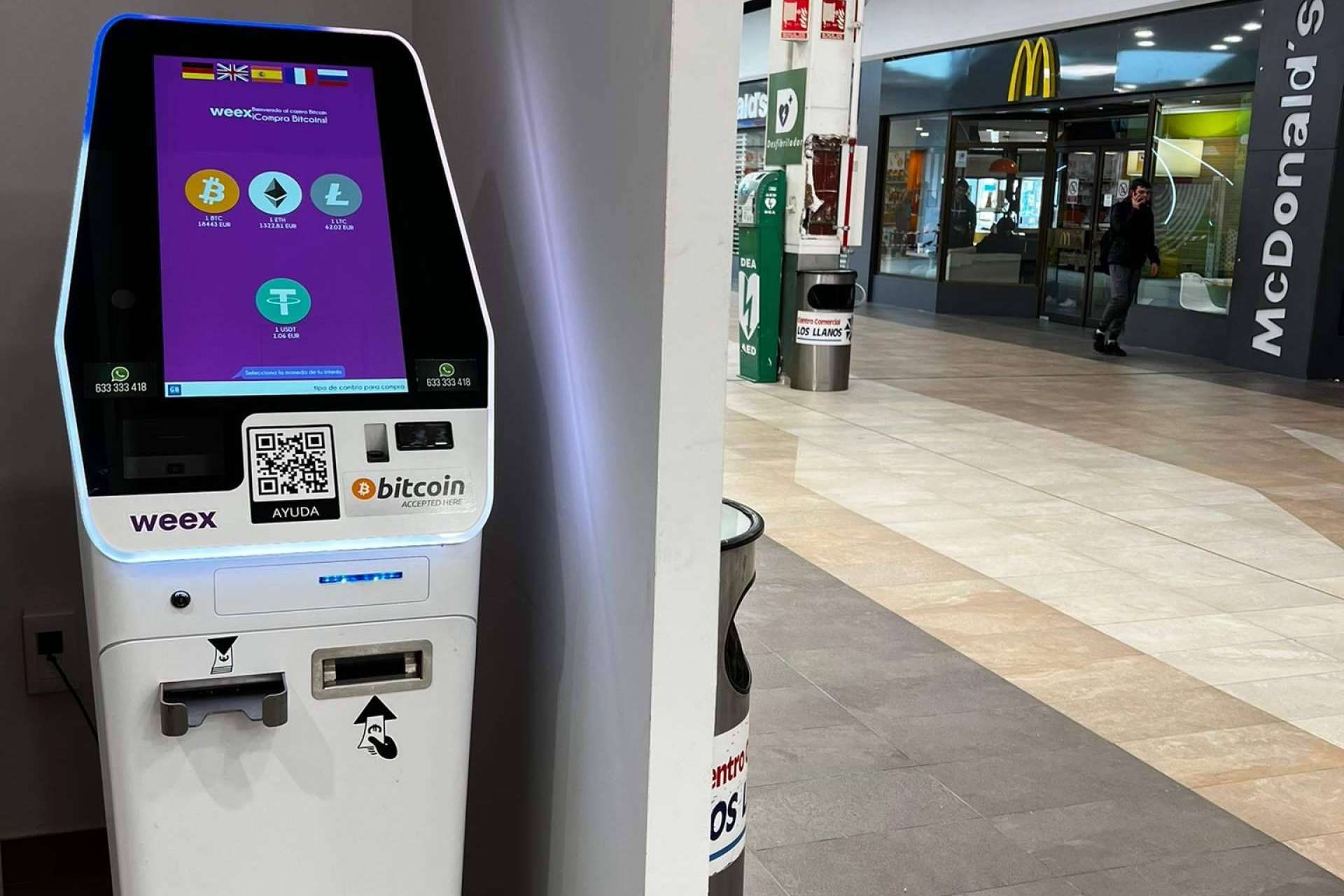Weex, la compañía española de cajeros de bitcoin, ha expandido su presencia a los centros comerciales Alcampo