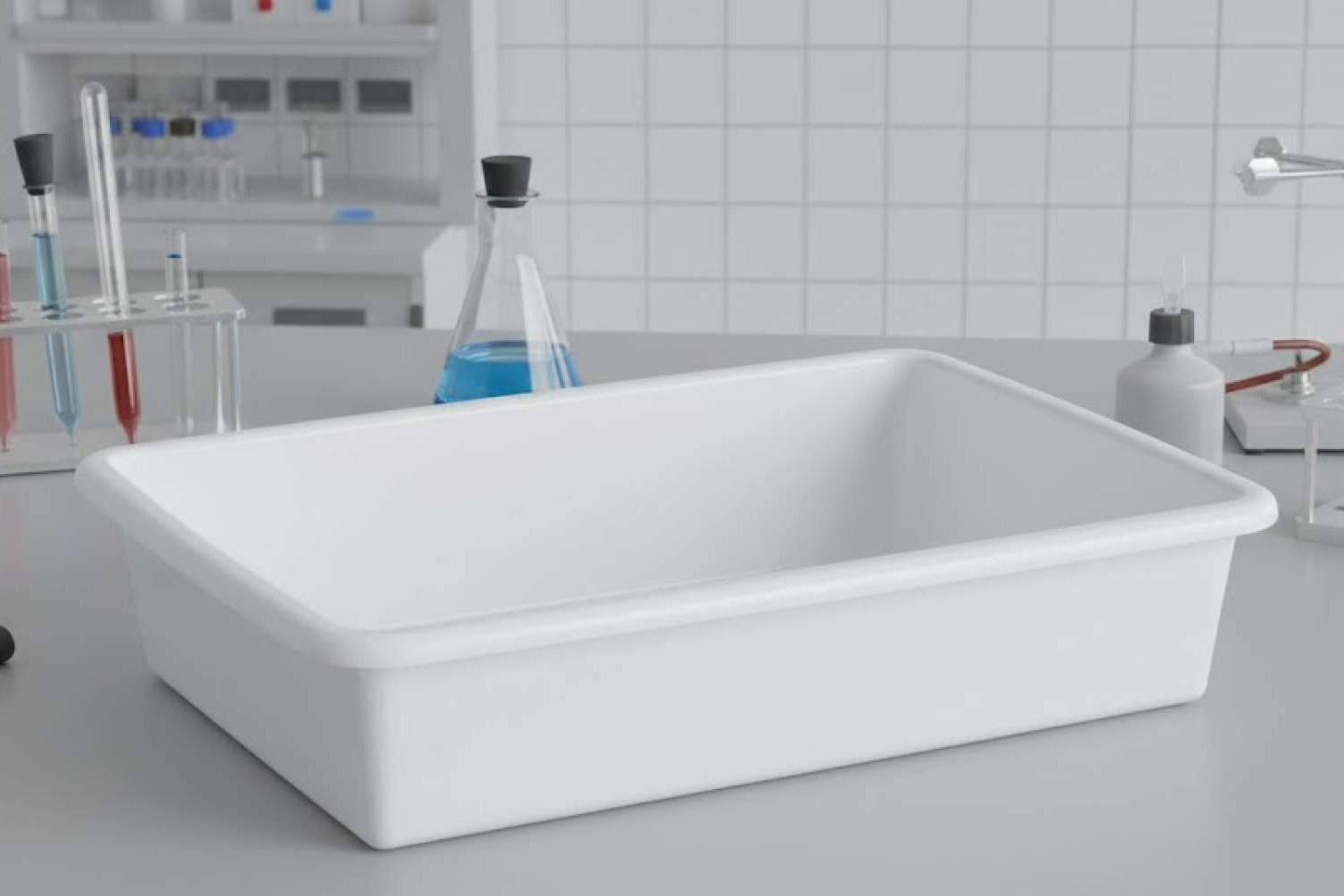 Comprar bandejas blancas de laboratorio en fabricante nacional; durabilidad y reutilización certificada
