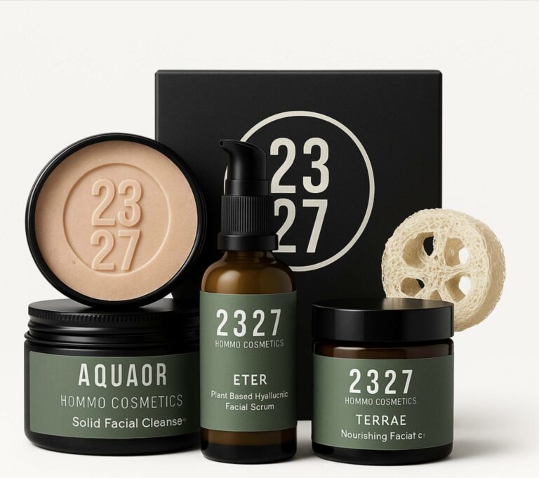 2327 HOMMO COSMETICS; Alta cosmética natural masculina premium hecha en España que redefine el cuidado facial
