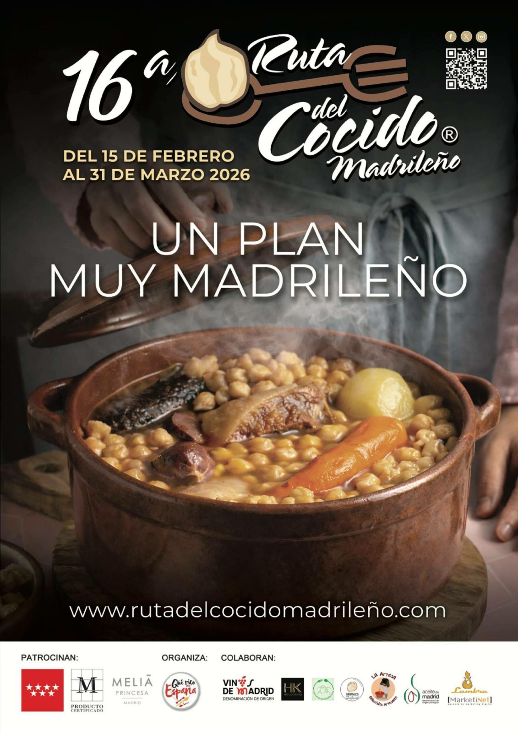 La 16ª edición de la Ruta del Cocido Madrileño reunirá a 46 restaurantes del 15 de febrero al 31 de marzo de 2026